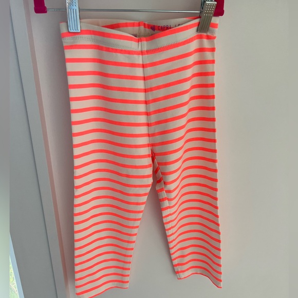 NWOT size 10 neon Orange striped Capri leggings - Picture 1 of 4
